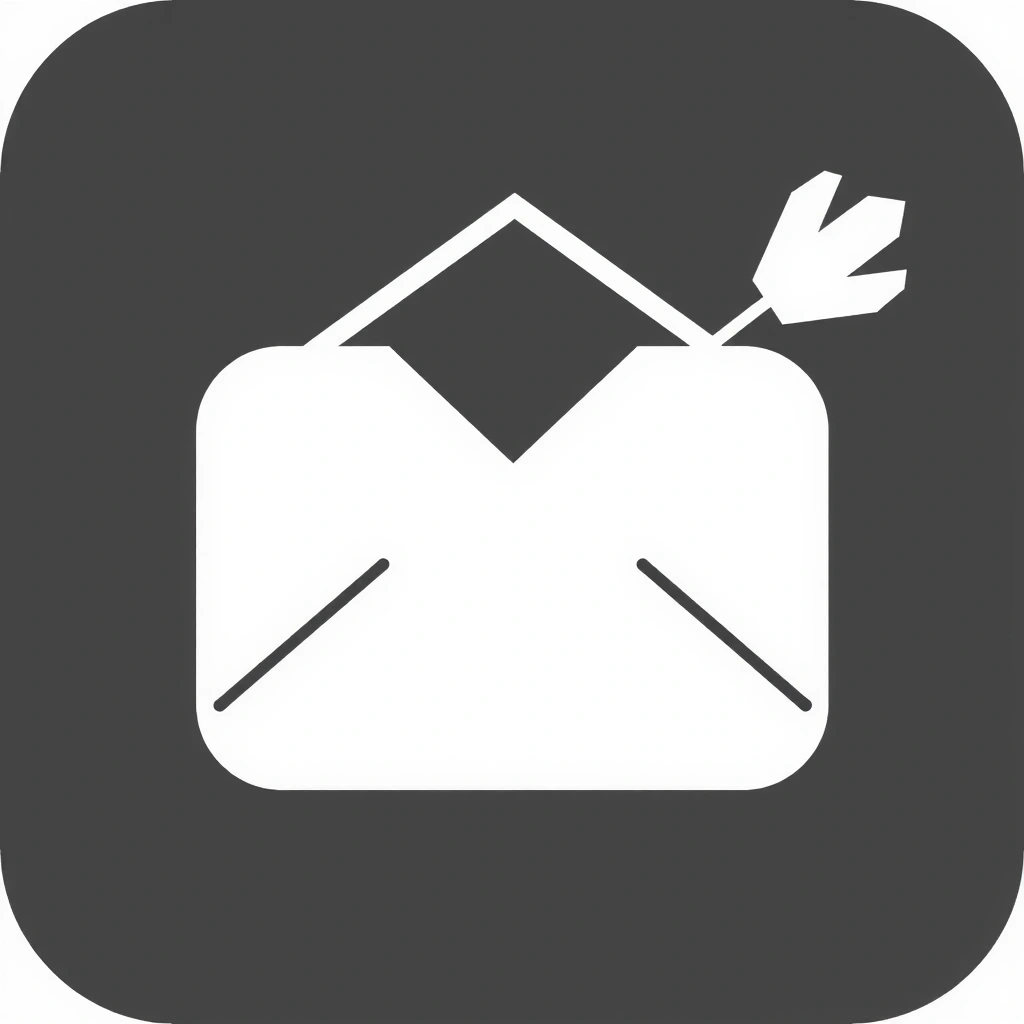 Icoană de email marketing, reprezentată de un plic deschis cu o săgeată, indicând comunicare directă și campanii personalizate.