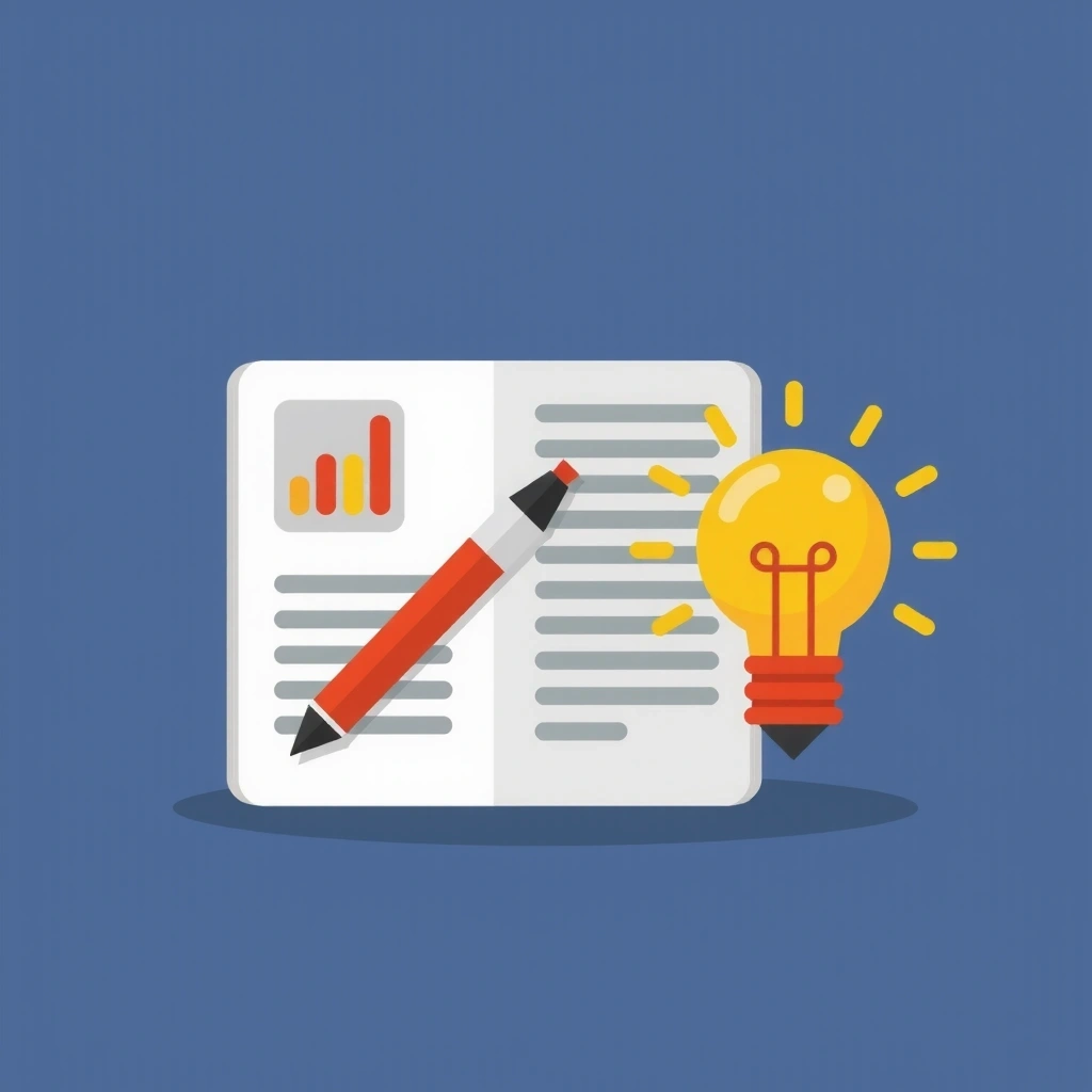 Icoană de marketing de conținut, reprezentată de o pagină cu un pix și o idee de bec, indicând crearea de conținut valoros.