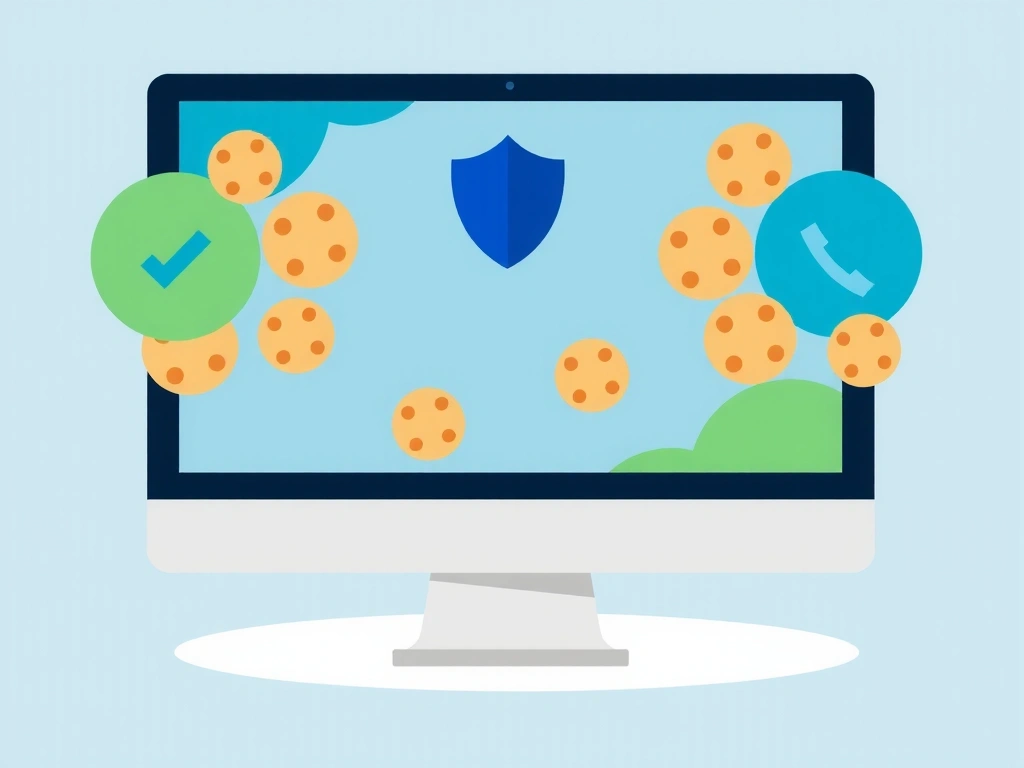 O ilustrație abstractă a unor cookie-uri digitale pe un ecran de computer, simbolizând colectarea de date și confidențialitatea online.