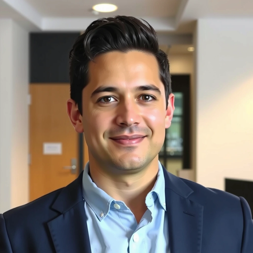 Portret profesional al unui director de marketing digital.