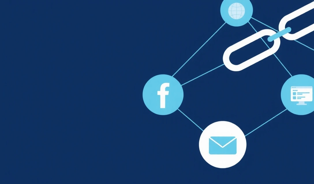 Ilustrație cu un lanț de link-uri web, simbolizând conexiunile externe