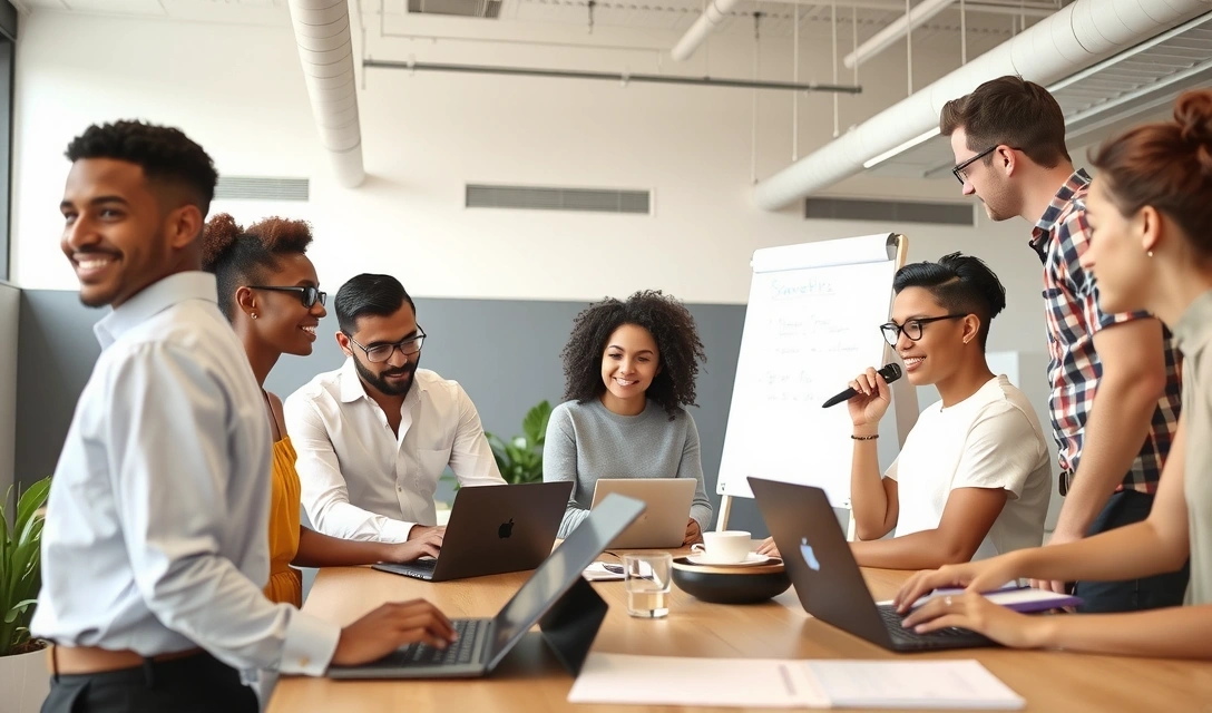 Echipa promopeak discutând strategiile de marketing digital